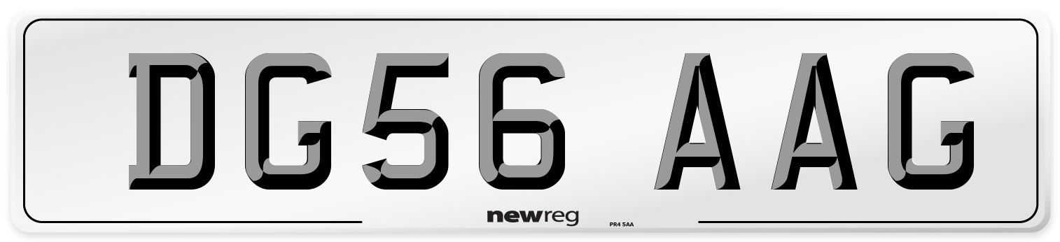DG56 AAG Number Plate from New Reg